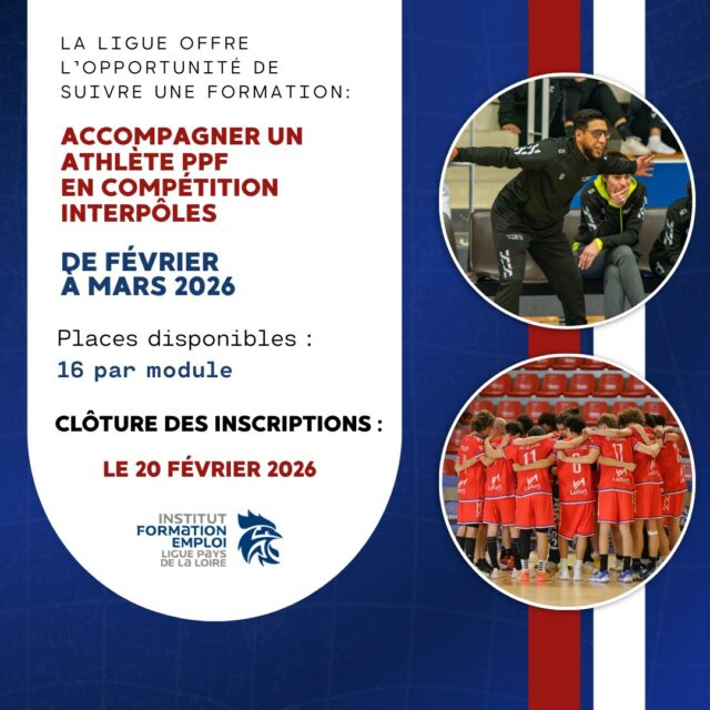 💼 [𝙄𝑻𝙁𝑬] 

Et si vous faisiez évoluer votre accompagnement vers la performance ? 
La Ligue de Handball des Pays de la Loire, via son Institut de Formation, propose une formation dédiée à l’accompagnement des athlètes du Projet de Performance Fédéral (PPF) en compétition interpôles masculin. 

🎯 Objectifs : identifier le profil de l’athlète en lien avec le projet de jeu, conduire des entretiens individuels de performance, utiliser les outils d’évaluation en compétition et optimiser l’accompagnement individuel. 

👥 Pour qui ? Licenciés FFHandball de plus de 18 ans : CTF, ADS de comité et salariés engagés dans le Projet de Performance Fédéral. 

📅 Calendrier : février → mars 2026 
📍 Lieu : Nantes & distanciel 

⚡ Places limitées : 1 place par Interpôle 
💰 Tarif : 960 € Financement possible via OPCO (AFDAS) 

🗓 Clôture des inscriptions : 20 février 2026 
🔗 En savoir plus et s’inscrire : https://handball-paysdelaloire.fr/accompagner-un-athlete-ppf-en-competition-interpoles/ 

Formez-vous pour accompagner les athlètes vers l’exigence du haut niveau 💪🔥 

@handcomitesarthe @comite_53_handball  @comite49handball  @vendeehb  @comite44handball 

#PDLL #PaysDeLaLoire #FormationHandball #Interpôles #ITFEPDL