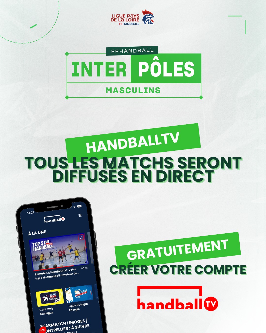 🔥 [𝑰𝙉𝑻𝙀𝑹𝙋𝑶𝙇𝑬𝙎 𝙈𝑨𝙎𝑪𝙐𝑳𝙄𝑵𝙎]

🎥 Suivez tout à distance !

📱 Pas besoin d’être sur place pour vibrer : tous les matchs seront retransmis en direct sur HandballTV !

🖥️ En créant simplement un compte gratuit, vous pourrez suivre l’ensemble de la compétition > https://handballpaysdelaloire.sharepoint.com/:f:/s/SITEWEB/IgC1za_Db0FpTLLVmzTsWVPeAaoEj7QSXGCghndTfhWnY3k

🤝 Supportez vos équipes, même à des centaines de kilomètres !

🔜 Restez attentifs, d’autres infos arrivent très prochainement…

@grandesthandball @ligue_nouvelleaquitaine_hand @ligue_de_normandie_de_handball @andebolportugal @lghb971 @lrhb_off 
@ligueguyanehandball @aurahandball @liguebfchandball @liguecentre_vdl_handball @ligue_de_mayotte_de_handball  @ligue_occitanie_de_handball @liguehandballhdf @ligueidfhandball 
@handballbretagne @handballbretagne 

#InterpôlesMasculins2026 #Handball #Pôles