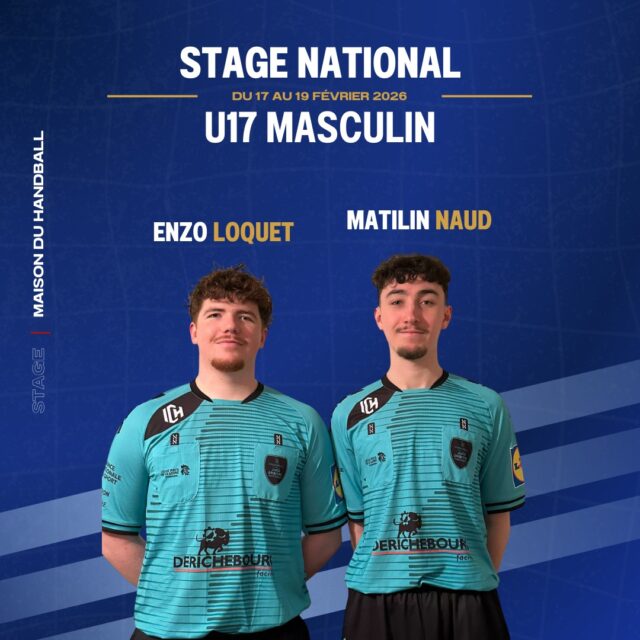 🏆 [𝑨𝙍𝑩𝙄𝑻𝙍𝑨𝙂𝑬]
 
✨ Fierté des Pays de la Loire : Enzo LOQUET et Matilin NAUD sélectionnés pour le Stage National SN U17 masculin à la Maison du Handball de Créteil, du 17 au 19 février !
 
Leur engagement et leur parcours en arbitrage sont récompensés à l’échelle nationale, avec une expérience clé tournée vers la future équipe de France U17 🔥
 
👥 Encadré par Mourad BOUNOUARA, ils profiteront également de l’expertise de Michaël GUIGOU pour les conseiller. Ils participeront à des analyses vidéos, des apports techniques, des interventions à thème, des observations et des tests physiques.
 
Les Pays de la Loire brillent sur la scène internationale ! 
 
@ffhandball 

#PDLL #PaysDeLaLoire #Arbitrage #Stagenational