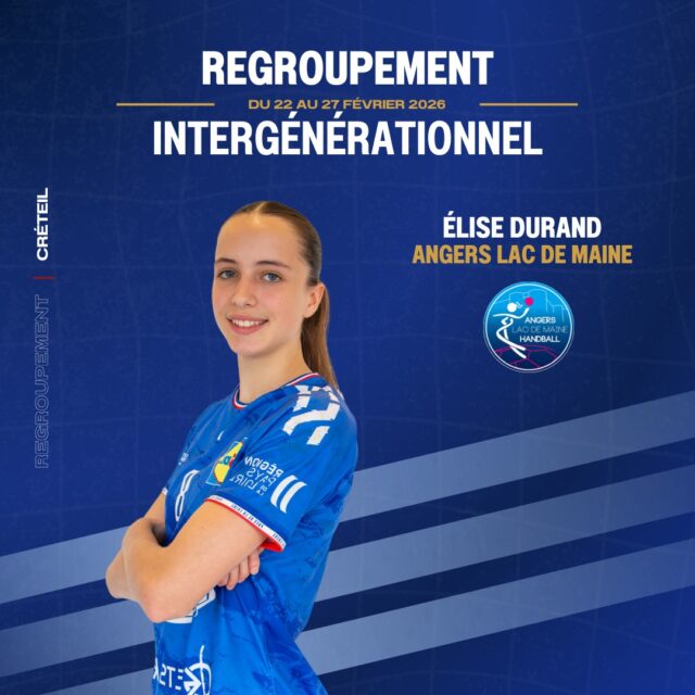 🔥 [𝑹𝙀𝑮𝙍𝑶𝙐𝑷𝙀𝑴𝙀𝑵𝙏]

🎉 Bravo à Élise DURAND qui participera au Regroupement Intergénérationnel (RIG) destiné aux joueuses de 14 à 17 ans !

📅 Rendez-vous du 22 au 27 février à la Maison du Handball – Créteil pour une semaine d’apprentissage et de progression.

🌟 Une très belle opportunité pour Élise !

@comite49handball @alm_handball 

#PDLL #PaysDeLaLoire #PôleEspoirs