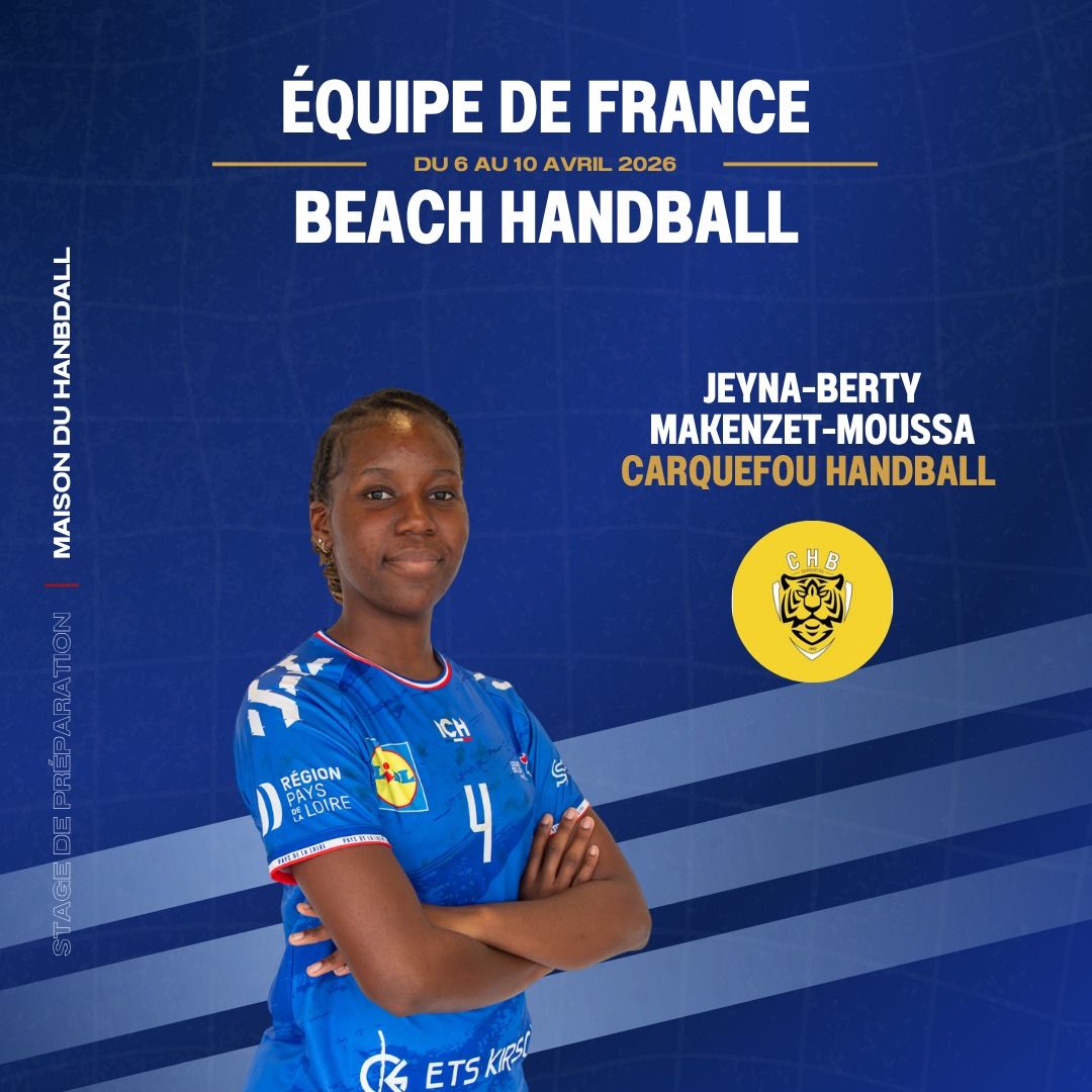 🏖️ [𝘾𝑶𝙉𝑽𝙊𝑪𝘼𝑻𝙄𝑶𝙉 𝙀𝑫𝙁 𝘽𝑬𝘼𝑪𝙃 𝙃𝑨𝙉𝑫𝘽𝑨𝙇𝑳]

🤾‍♀️ La liste des joueuses convoquées pour le prochain stage de l’Équipe de France A Beach est sortie !

💫 Parmi elles, Jeyna-Makenzet Moussa, joueuse au Pôle Espoirs et licenciée à @carquefou_handball, poursuit son superbe parcours avec les sélections nationales Beach.

🚀 Après plusieurs années au sein des équipes jeunes, elle atteint aujourd’hui le groupe France A Beach.

👏 Une belle récompense pour son travail et son engagement !

 @comite44handball @ffhandball

#PDLL #PaysDeLaLoire #EquipeDeFrance #Beach