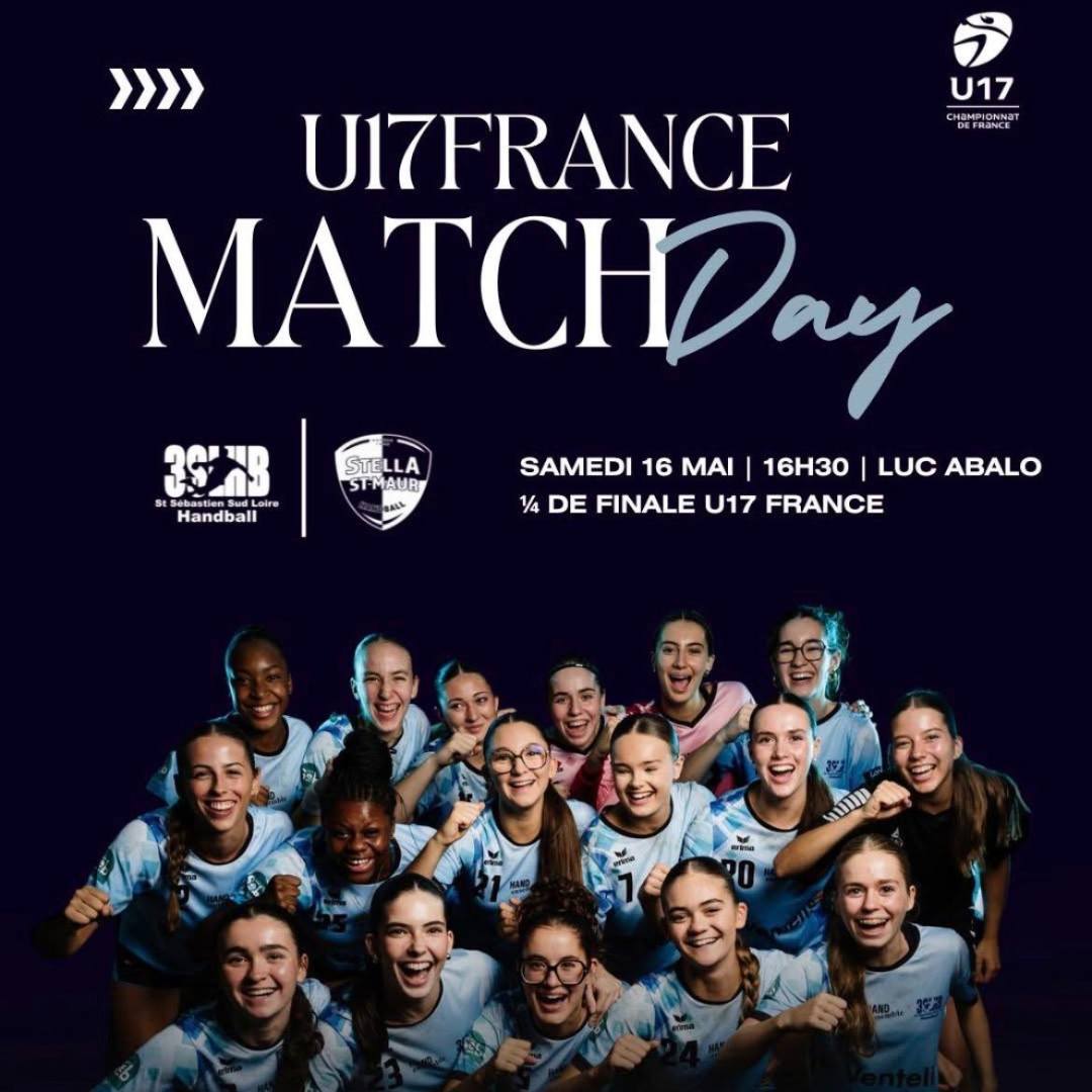 🔔 [1/4 𝒅𝙚 𝙛𝒊𝙣𝒂𝙡𝒆 𝑼17 𝑭𝙧𝒂𝙣𝒄𝙚]

👏 Félicitations aux filles de @3slhb44230  pour cette qualification en quart de finale!

🗓️ Rendez-vous le samedi 16 mai 2026
🕞 16h30
📍 Salle Luc Abalo à Saint-Sébastien-sur-Loire 
 
Nous comptons sur vous pour venir les soutenir !

#PDLL #PaysDeLaLoire #U17France #quartdefinale