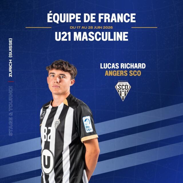 ✨ [𝙀́𝑸𝙐𝑰𝙋𝙀 𝑫𝙀 𝙁𝑹𝘼𝑵𝘾𝑬 𝑼21 𝑴𝘼𝑺𝑪𝑼𝑳𝑰𝑵𝑬]

🤾‍♂️ Lucas RICHARD, joueur à @angers_sco est appelé en Équipe de France suite au forfait d’un joueur.

📍 Il participera à un stage du 17 au 25 juin au Temple-sur-Lot et enchaînera avec le tournoi Airport Trophy à Zurich du 25 au 28 juin 2026.

🤝 Il rejoindra également Yoni et Alexis au sein du groupe France.

💪 Une belle opportunité de représenter les couleurs nationales et de poursuivre sa progression.

👏 Félicitations à Lucas pour cette convocation ! 

@comite49handball @ffhandball 

#PaysDeLaLoire #PDLL #EDF #Bleuets #Handball #AirportTrophy