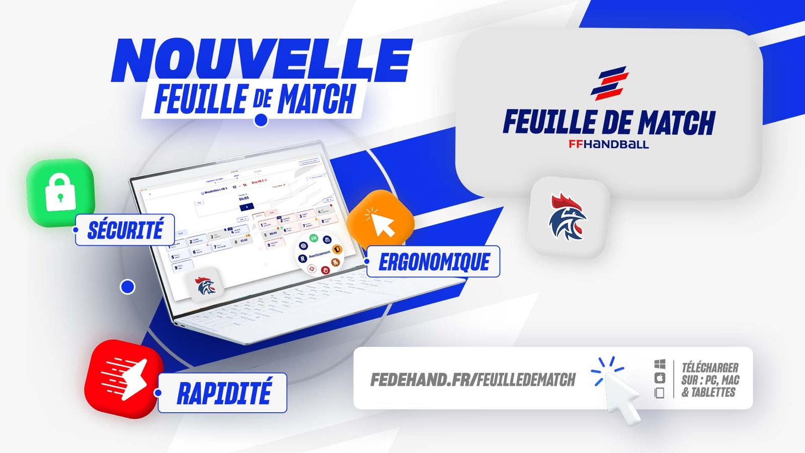 💻 [𝙉𝙊𝙐𝙑𝙀𝙇𝙇𝙀 𝙁𝘿𝙈𝙀]
 
La FFHandball déploiera officiellement la nouvelle Feuille de Match Électronique (FDME) pour l'ensemble des compétitions fédérales à partir du 1er août 2026.
 
🤝 Pour accompagner les clubs dans cette transition, des webinaires de formation d'une heure sont proposés tout au long de l'été :
📅 Semaine du 27 juillet : première session
📅 Semaine du 27 août : seconde session
 
Ces sessions vous permettront de découvrir la nouvelle interface, de prendre en main l'outil et de poser toutes vos questions avant le début de la saison.
📝 Inscription aux webinaires : https://doodle.com/sign-up-sheet/participate/52073373-c66f-4edf-bfb8-7a9b328fbb81/select?actId=~avnthbsTTOGNH5d3dUitIRGm8EEdRRV2Pr-25gh2397tauHCU2GNOfOEQSp260lwQtzERl7rAWWCpbGMpwPOPNGEbhcmQs3FVBcjeX7x3lZ0Rzp70z-c%3D&actCampaignType=CAMPAIGN_MAIL&actSource=507939
 
🖥️ Un module de simulation est également accessible dès maintenant pour vous entraîner en conditions réelles.
 
📚 Retrouvez également la FAQ dédiée pour répondre à vos premières questions :
https://ffhandball.zendesk.com/hc/fr/categories/20632795124764-FDME
 
📩 Une assistance est à votre disposition pour toute question technique ou demande d'accompagnement :
fdme@ffhandball.net
 
👉 Nous invitons fortement chaque club à désigner un référent FDME et à participer à l'un des webinaires afin d'aborder sereinement cette évolution et d'être prêts dès le début de saison.
 
@comite44handball  @comite49handball@comite_53_handball  @handcomitesarthe  @vendeehb 
@ffhandball 
 
#PDLL #PaysDeLaLoire #FFHandball #FDME