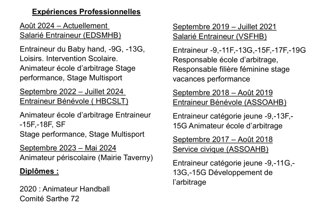 Recherche club de Handball