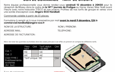 Angers SCO Handball vous attend pour son dernier match ! – Vendredi 12 décembre – Place à 5€